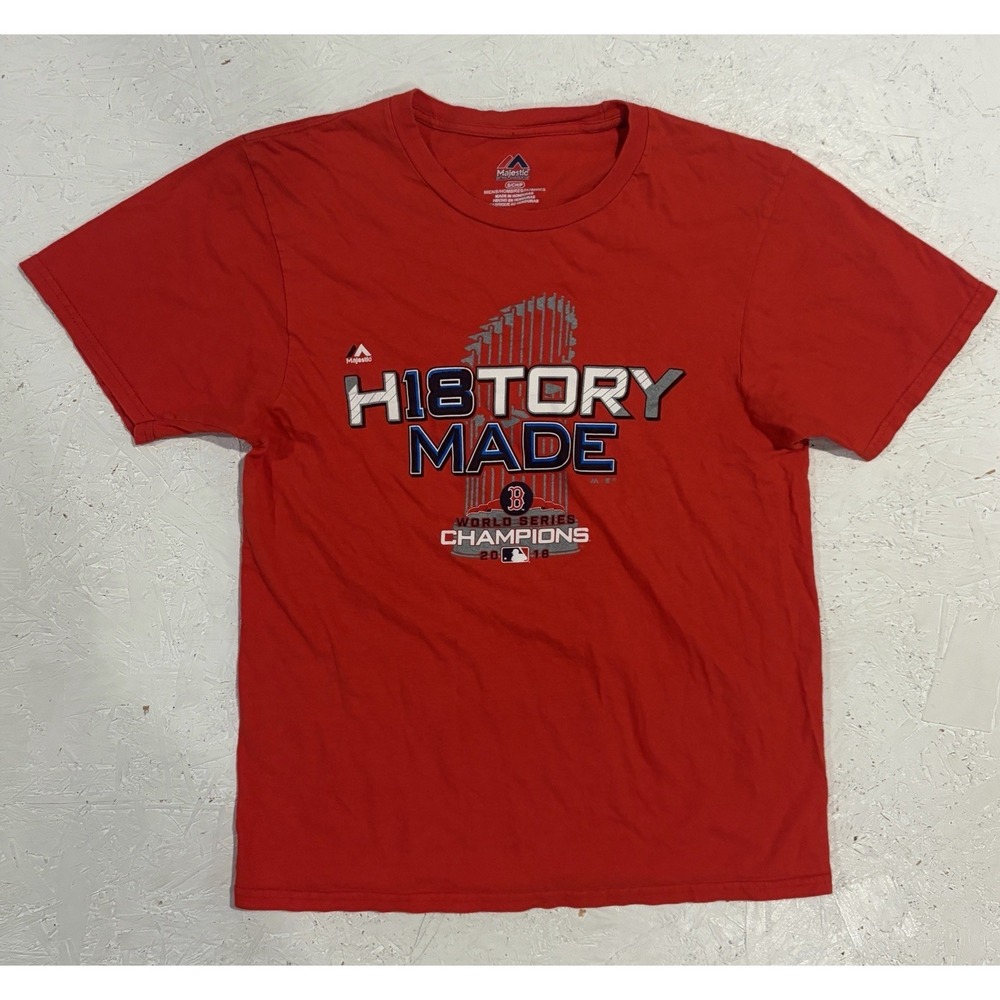 Majestic MLB History Boston Red Sox Mens S 2018 World Series Champions Shirt